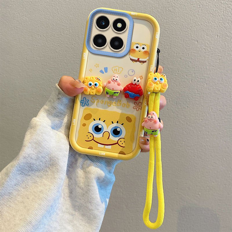 Ốp điện thoại silicon mềm chống rơi Phim hoạt hình dây đeo tay búp bê ba chiều Thích hợp cho Huawei 