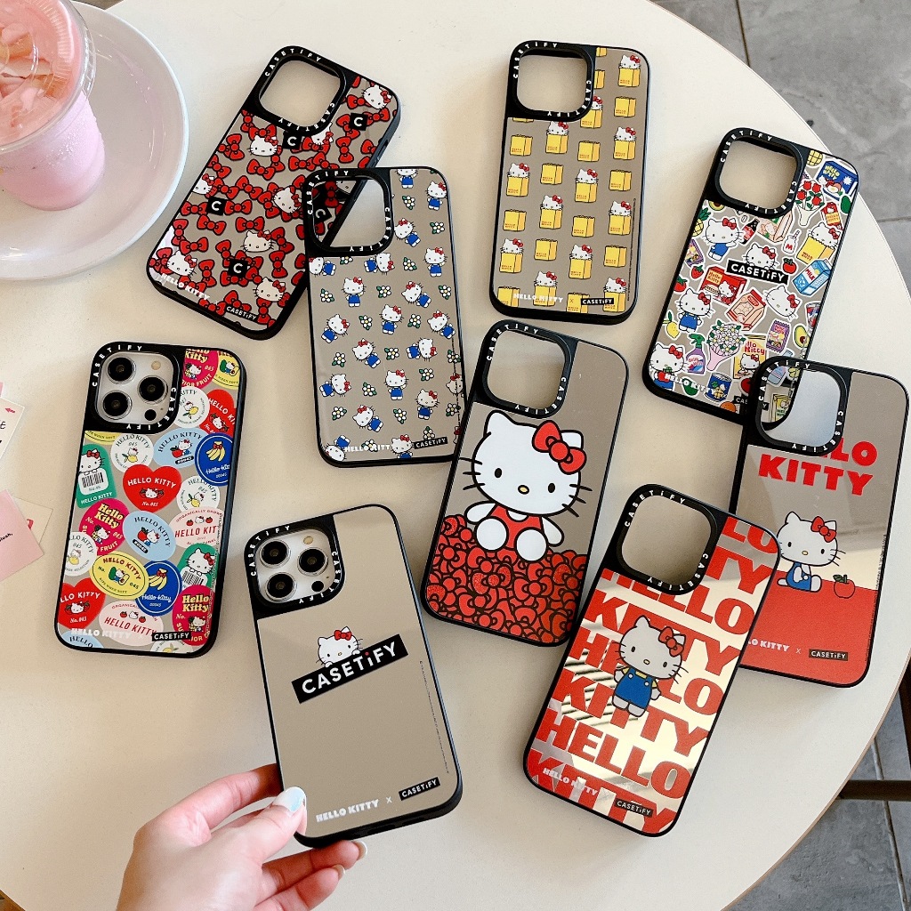 Ốp điện thoại gương Hello Kitty dễ thương CASETIFY cho iphone 15 Pro Max 15 Plus 14 Pro Max 14Plus i