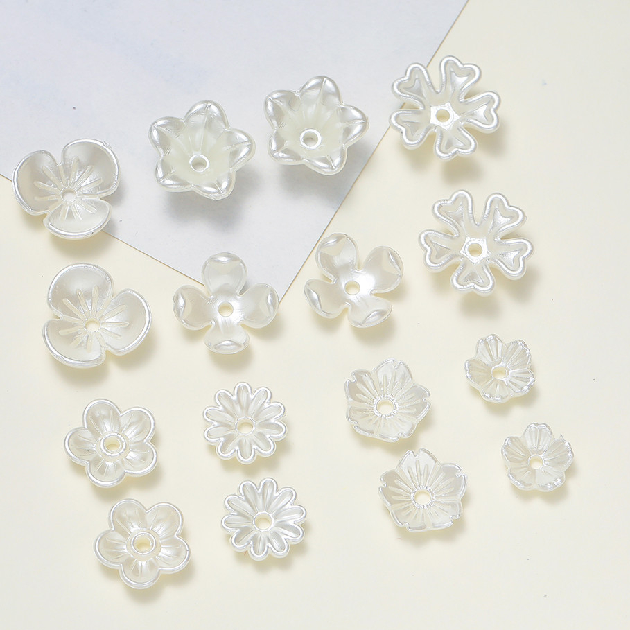 St.kunkka 50-100Chiếc Hạt ABS Giả Ngọc Trai Họa Tiết Hoa-Phụ Kiện DIY Làm Vòng Tay Vòng Cổ Trang Sức