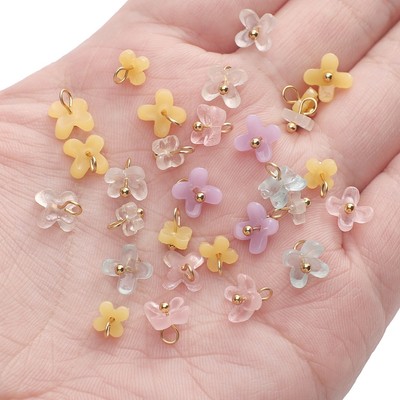 [5 / 7mm] Mặt dây chuyền bằng nhựa Osmanthus Mặt dây chuyền hoa Mini quyến rũ Bông tai DIY hoa Mặt dây chuyền thủ công tinh tế 5 cái / túi