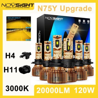  2 Chiếc 3000K Vàng Novsight N75Y H11 H4 Đèn Pha LED Ô Tô Bóng Đèn Ô Tô 20000LM 120W Đèn Sương Mù 
