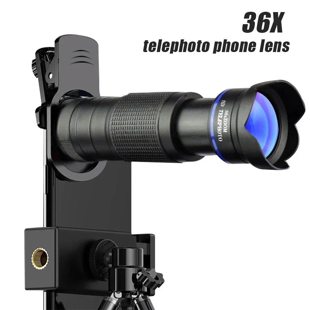 Telecope Zoom Macro Fisheye 4in1 Bộ ống kính thiên thần rộng Ống kính máy ảnh điện thoại 36X Telepho