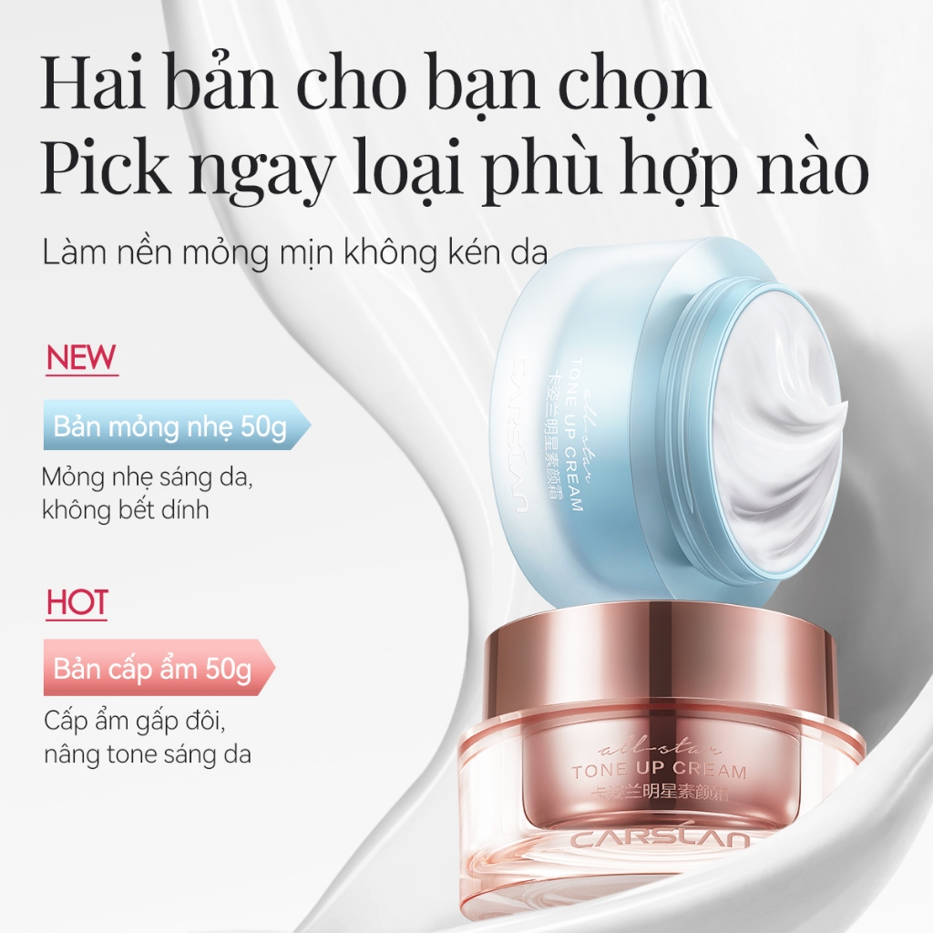 Kem nâng tông da Carslan kem lười trang điểm Kem lót che khuyết điểm hiệu quả Makeup nâng tông 50g