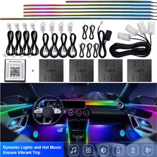 18 Trong 1 Led Ô Tô Khí Quyển Ánh Sáng Giao Hưởng 64 Mô Hình RGB Nội Thất Dải Acrylic Đèn Bảng Điều Khiển Xe Led Dải Đèn