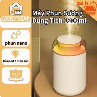【🎁Gửi tinh dầu】Máy Phun Sương Dung Tích 1200ml Công Suất Lớn Kiêm Máy Xông Tinh Dầu Đèn LED 7 Màu | Tự Động Ngắt Khi Hết Nước