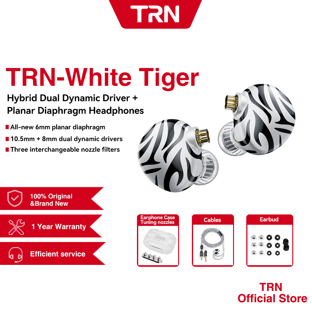 Trn Mới White Tiger In Ear Tai Nghe Hybrid Dual Dynamic Driver + Planar Diaphragm Tai Nghe HiFi IEM