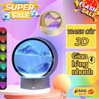Tranh cát chuyển động 3D Hình chữ nhật trang trí với cảm biến đổi màu sắc Đèn LED, quà tặng đèn ngủ