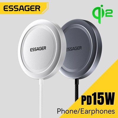 Essager 15W Sạc Không Dây Từ Tính Nâng Cấp Chip Thông Minh Cho Điện Thoại Di Động Tai Nghe