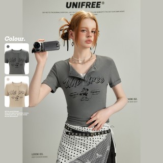 Áo thun in hình cổ tròn thông thường Unifree