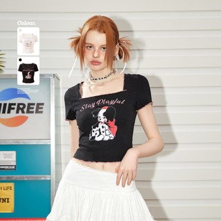 Áo thun ngắn cổ vuông phong cách Unifree Hot Girl