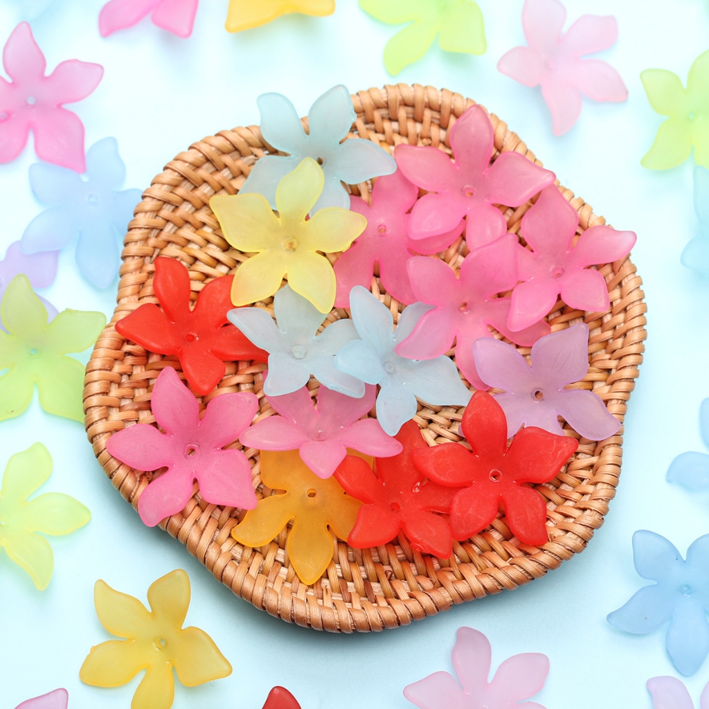 Set 20 Hạt Xỏ Lỗ Hình Hoa Bauhinia Bằng Acrylic Dùng Để Làm Trang Sức Thời Trang