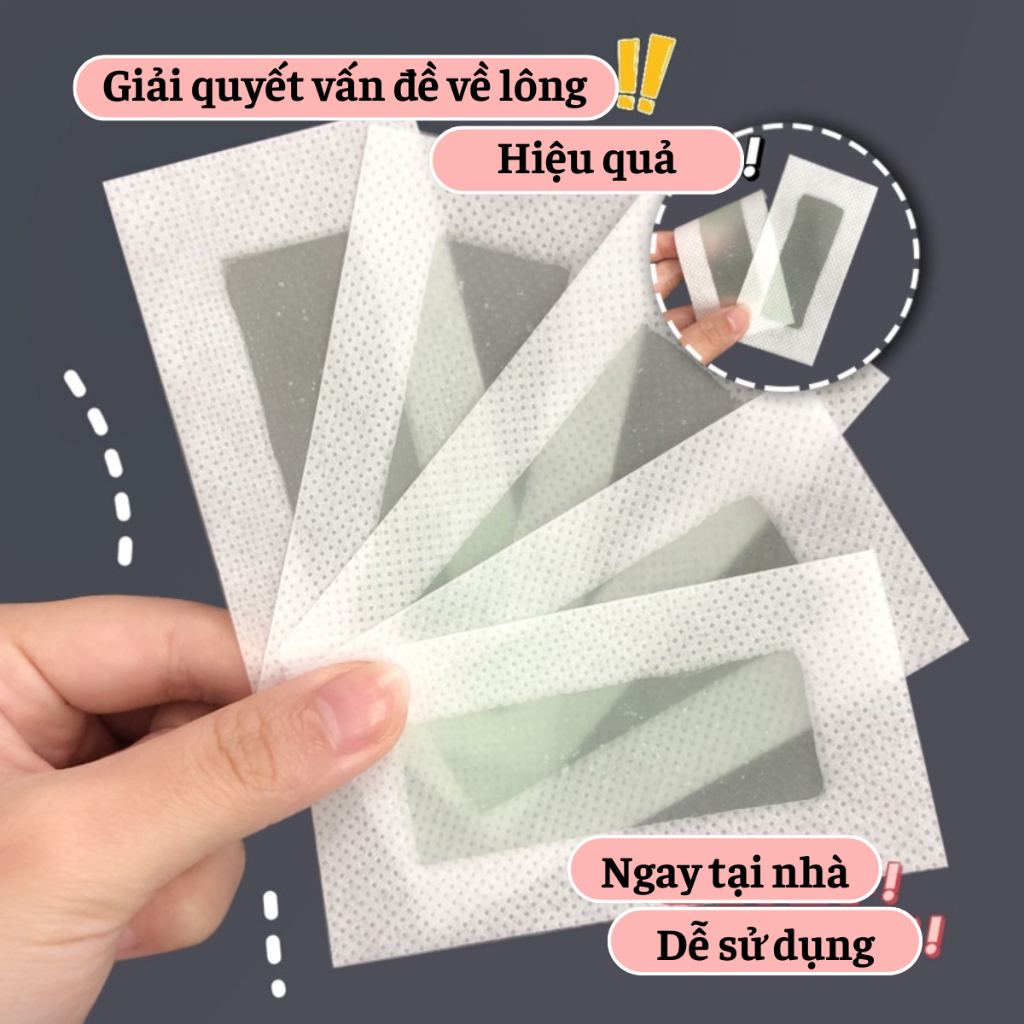 🍧Pudding🍧Wax ria mép, lông nách Luckyfine, Miếng dán tẩy lông mặt wax strips face tiện lợi