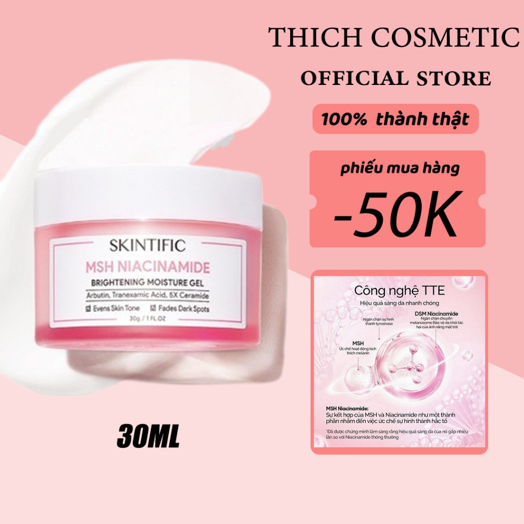 Gel Kem dưỡng ẩm làm sáng da skintific msh 5% niacinamide 30g