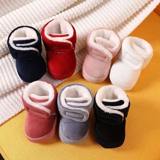 Sơ Sinh Cho Bé Boot Bé Gái Bé Trai Cotton Lông Cừu Ấm Giày Tập Đi Giày Đế Mềm Giày Tuyết Giày Đi Bộ Đầu Tiên Giày Mùa Đông 0-18 Tháng