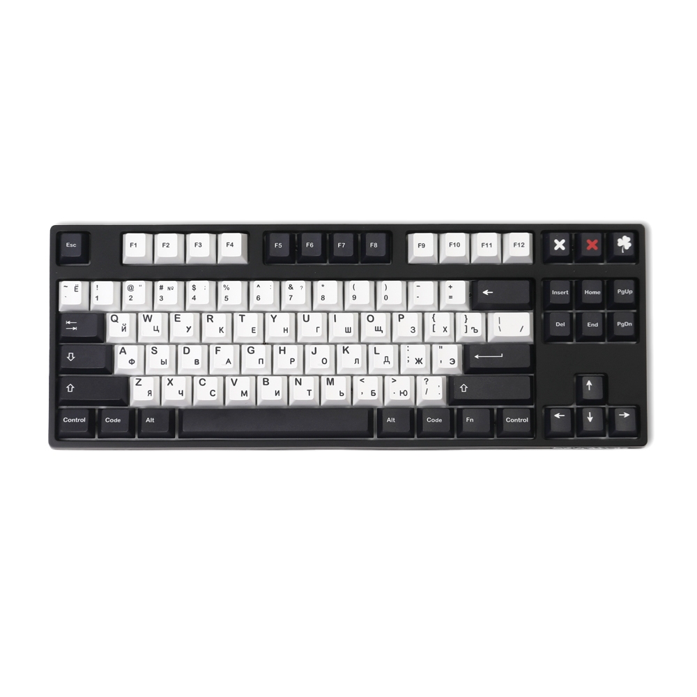 Tối giản Đen Trắng Nga Hàn Quốc Keycap Anh Đào Hồ Sơ PBT Nhuộm Thăng Hoa Keycap Cho Bàn Phím