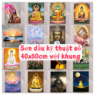 [Pl Sẵn sàng giao hàng] tranh tô màu theo số Phật Tôn Giáo Hoạt Hình Tranh Phong Cảnh Bằng Số Tranh Sơn Dầu Handmade Người Lớn Trẻ Em Tặng Trang Trí Treo Tường Bao Gồm Khung 40x50cm