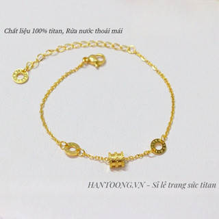 Lắc tay titan cao cấp không gỉ mạ vàng 24k thiết kế đơn giản thời trang hàn quốc dành cho nữ