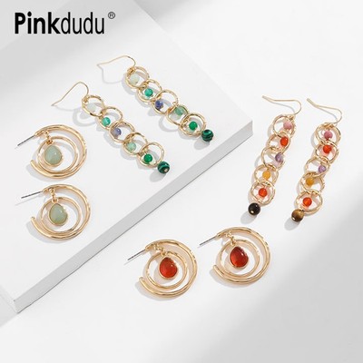 Nhiều Màu Sắc Kim Loại Không Đều Nhẫn Tròn Thả Bông Tai Boho Thời Trang Hình Học Tòn Ten Bông Tai Trang Sức Quà Tặng Cho Nữ PD1998
