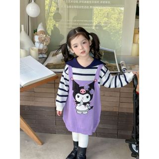 100cm-140cm kuromi Đầm cho bé gái dệt kim áo len Đầm cho bé gái váy dệt kim dễ thương 24S659