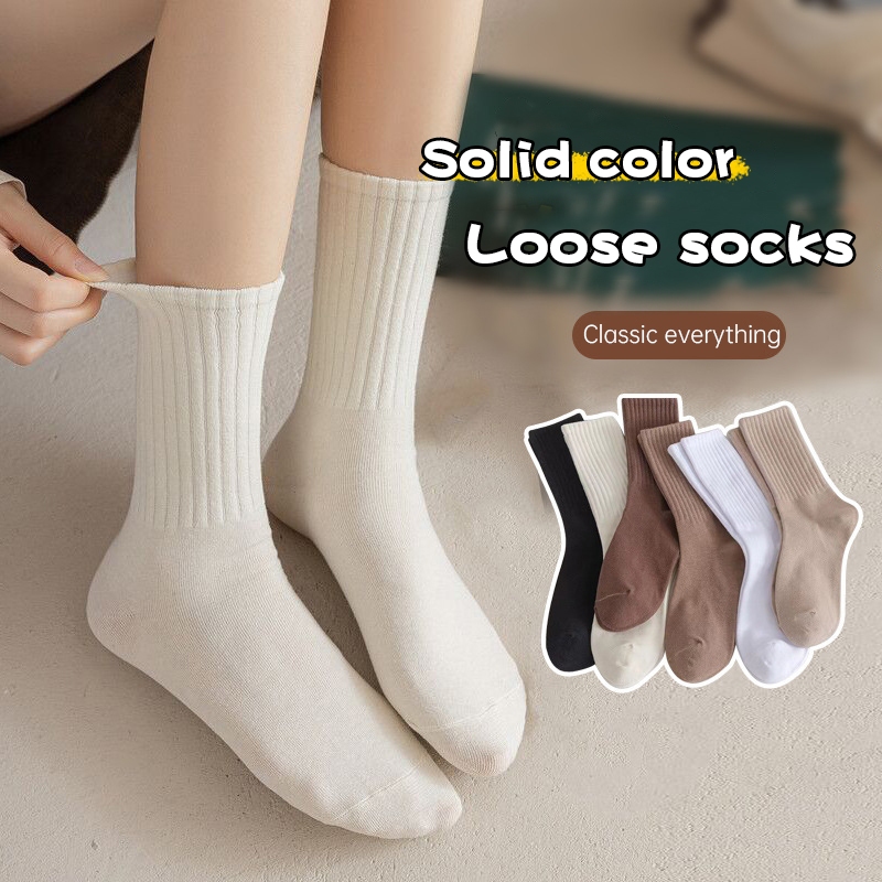 ☄️starryshop☄️Tất nữ cổ cao mẫu sọc gân, vớ cổ cao trơn màu chất vải co giãn 4 chiều, dày dặn thoáng khí