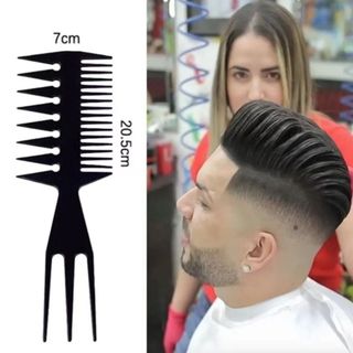Texturizing Lược chải răng hai mặt chuyên nghiệp Hình dạng xương cá Chuyên nghiệp Màu đen phẳng Top Stylist Salon Cắt tóc Dụng cụ cắt tóc