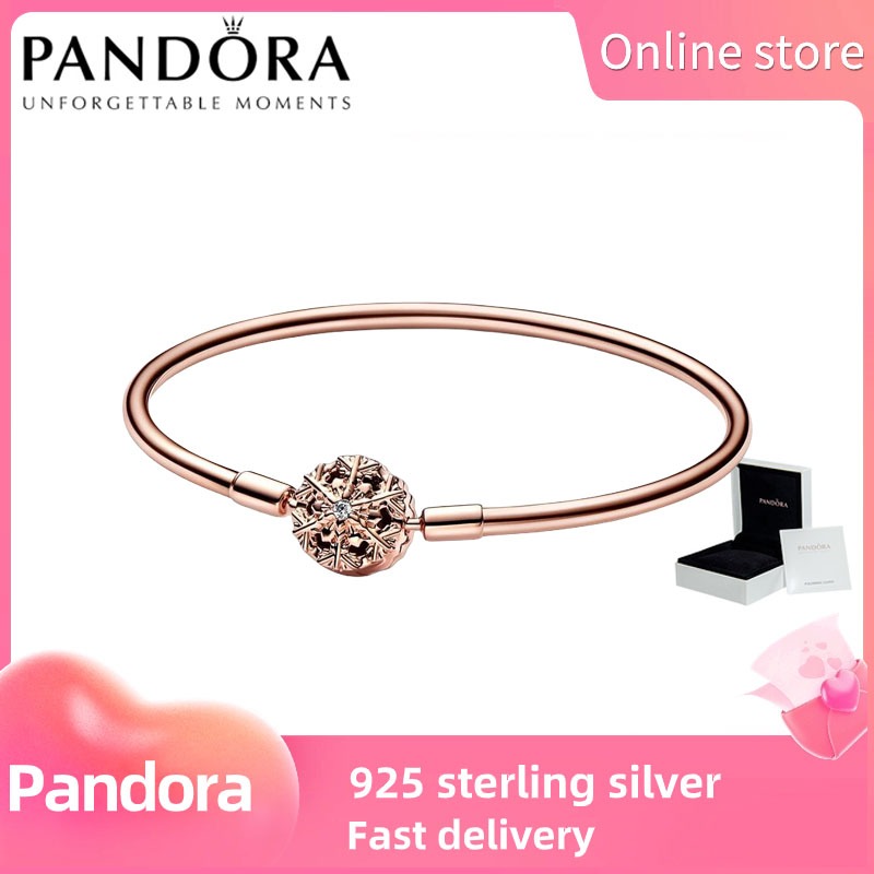 S925 Bạc PANDORA FINAL - Pandora Moments Lấp Lánh Bông Tuyết Khóa Lắc Tay & ---