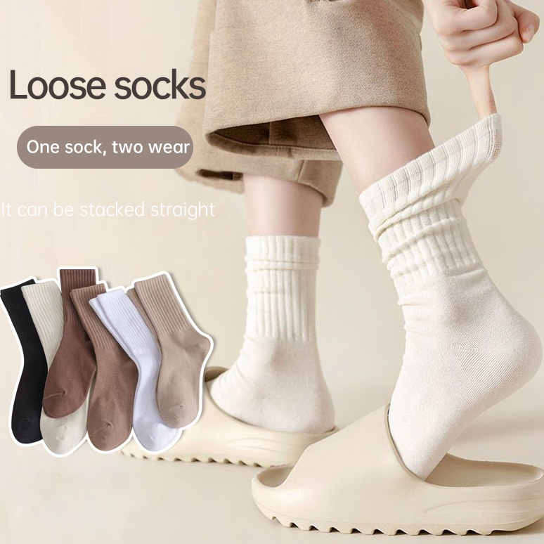 💕Dy💕Tất nữ cổ cao mẫu sọc gân, vớ cổ cao trơn màu chất vải co giãn 5chiều, dày dặn thoáng khí