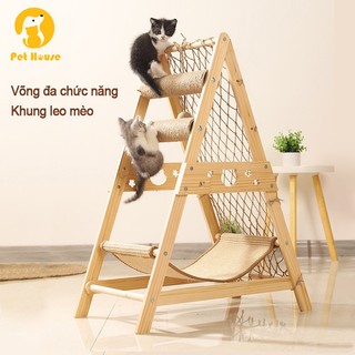 Khung leo trèo 3 lớp kèm thú cưng cho mèo, Cây đồ chơi cho mèo, Trụ cào móng mèo