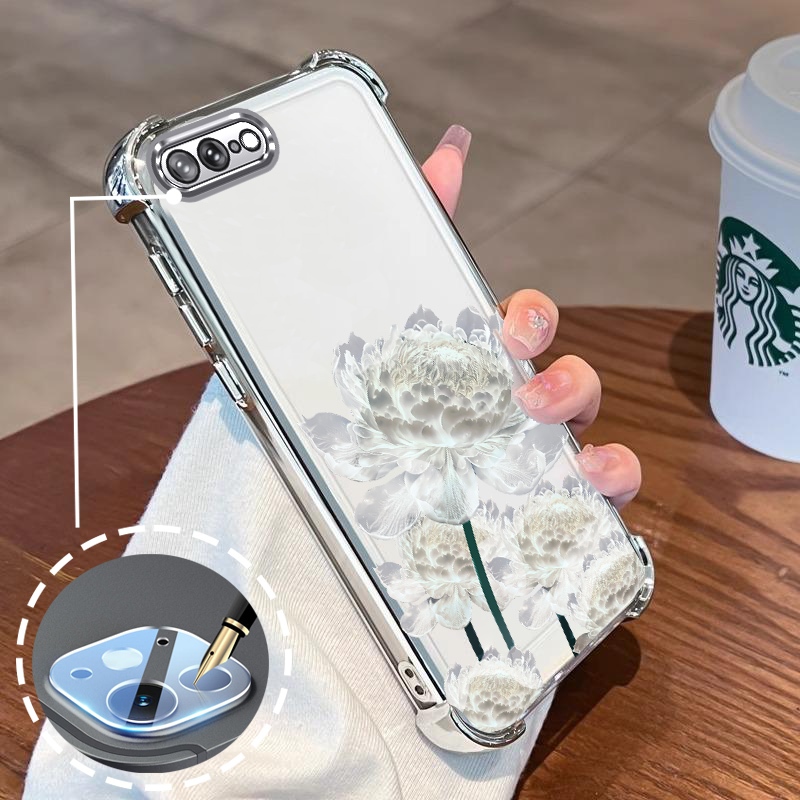 Ốp Lưng Cho iPhone 7 Plus iPhone 8 Plus Vỏ Điện Thoại TPU Silicon Mạ Điện Bốn Góc Chống Rơi Thiết Kế Hoạt Hình Hoa Điện Thoại Mềm