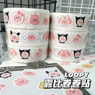 500 Chiếc Sanrio Cuộn Dán Hoạt Hình Dễ Thương Nhãn Dán Trang Trí Phong Bì Niêm Phong Dán Sổ Tay Chất Liệu Miếng Dán