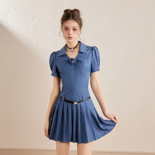 Váy Denim cổ điển Unifree có thắt lưng
