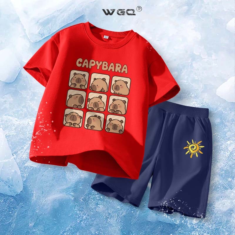 [110cm-160cm] WGQ  set đồ bé trai đồ bộ cho bé trai đồ bộ bé trai áo thun bé trai quần short bé trai