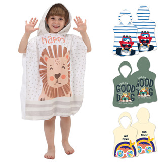 Khăn tắm có mũ trùm đầu cho bé Động vật Hoạt hình Áo choàng trẻ em Khăn đi biển Nhanh khô mềm mại Áo choàng tắm thoải mái
