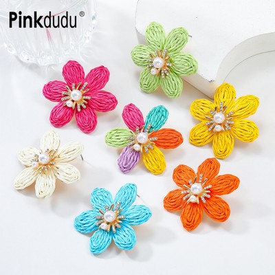 Bãi Biển Mùa Hè Raffla Hoa Bông Tai Nữ Đảng Bím Cánh Hoa Bông Tai Trang Sức Quà Tặng Cho Nữ PD2005