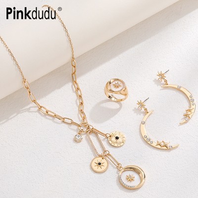 Thời Trang Ngôi Sao Mặt Trăng Bông Tai Vòng Cổ Bộ Thanh Lịch Bãi Biển Cánh Hoa Bông Tai Bộ Trang Sức Quà Tặng Cho Nữ PD2007