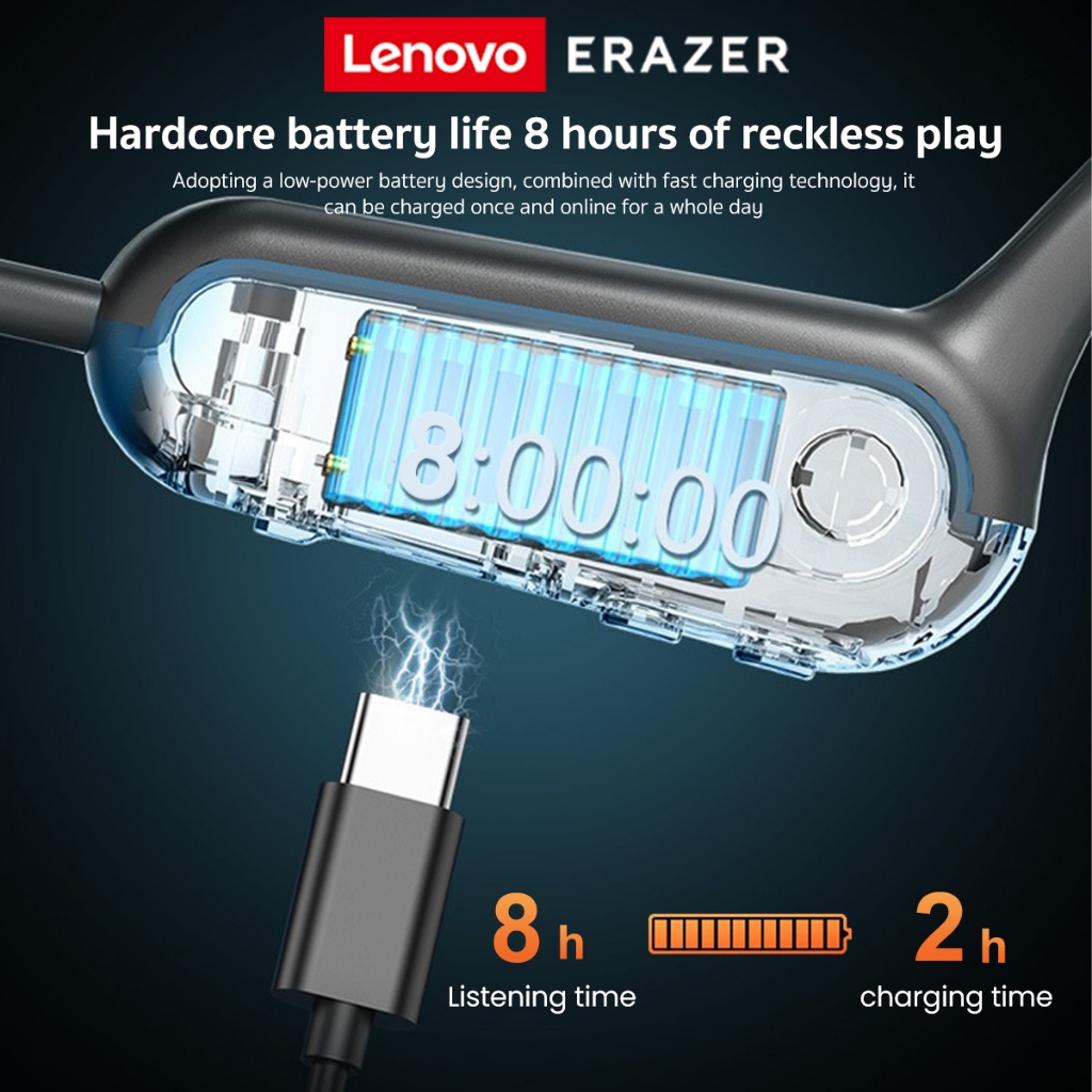 Lenovo ERAZER XF22 Tai nghe không dây dẫn truyền qua xương, tai nghe thể thao, Bluetooth 5.4i, chống nước PX5, màn hình cảm ứng, tai nghe âm thanh nổi HiFi, thời lượng pin dài, tai nghe Bluetooth không dây | BigBuy360 - bigbuy360.vn