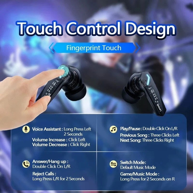 Tai nghe chơi game Lenovo GM2 PRO Tai nghe Bluetooth Độ trễ thấp In-Ear Chống nước Chất lượng âm thanh HIFI Bluetooth 5.3 | BigBuy360 - bigbuy360.vn