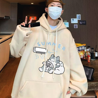  áo hoodie nam big size M-8XL  có size 30 kg_130 kg  Áo hoodie cotton Nhung Dày Tay Dài In hoạt hình mèo Phong cách Âu Mỹ Thời Trang Mùa Thu Mới Cho Nam 