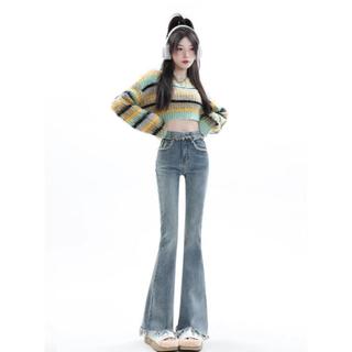 ANBAIQING quần ống rộng quần nữ jean Hàn Phong Dễ thương Stylish INS A27L04H 14Z240403