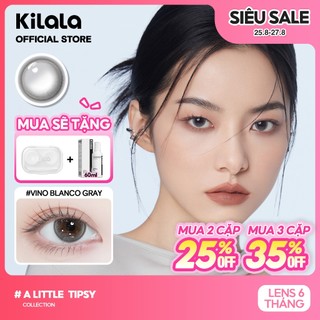 Kính áp tròng Kilala màu xám Vino Blanco Gray lens cận 6 tháng DIA 14.2mm có độ (0-8) 1 cặp