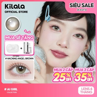 Kính áp tròng Kilala màu nâu Hacking Angel Brown lens cận 6 tháng DIA 14.2mm có độ (0-8) 1 cặp