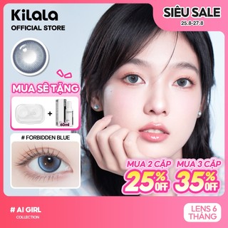 Kính áp tròng Kilala màu lam Forbidden Blue lens cận 6 tháng DIA 14.5mm có độ (0-8) 1 cặp