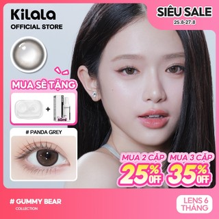 Kính áp tròng Kilala màu xám Panda Grey lens cận 6 tháng DIA 14.5mm có độ (0-8) 1 cặp