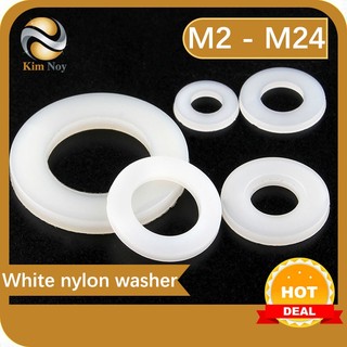  Miếng đệm Nylon trắng Vòng đệm phẳng cách nhiệt Vòng đệm nhựa / cao su M2M2.5M4M5M6M8M10M12-24