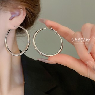  DREJEW 925 kim bạc xuyên biên giới mới bông tai vòng trơn cao cấp nhẹ nhàng Châu Âu và Mỹ bông tai đa năng sang trọng đơn giản thiết kế thời trang bông tai không gây dị ứng 