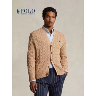 Ralph Lauren Nam Dệt Kim Áo Len Cardigan Nút Áo Len Thu Đông Áo Len Xoắn Thường Ngày Văn Phòng Đơn Giản