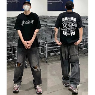 PEAR DODO Áo thun cotton dáng rộng tay ngắn thời trang nam Hip hop kiểu Mỹ mùa hè