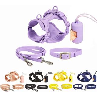 Dây đeo ngực cổ chó có sẵn Bộ bốn mảnh chống thấm nước mềm mại có thể điều chỉnh Căng thẳng mạnh mẽ Dây kéo chống vỡ + Dụng cụ nhặt nhà vệ sinh 6 màu Tùy chọn cho chó đi bộ phải @
