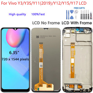Màn hình LCD 6,35 "chất lượng cao cho Vivo Y3 Y3S Y11 (2019) Y12 Y15 Y17 Màn hình cảm ứng có bộ số hóa khung thay thế + Kính cường lực