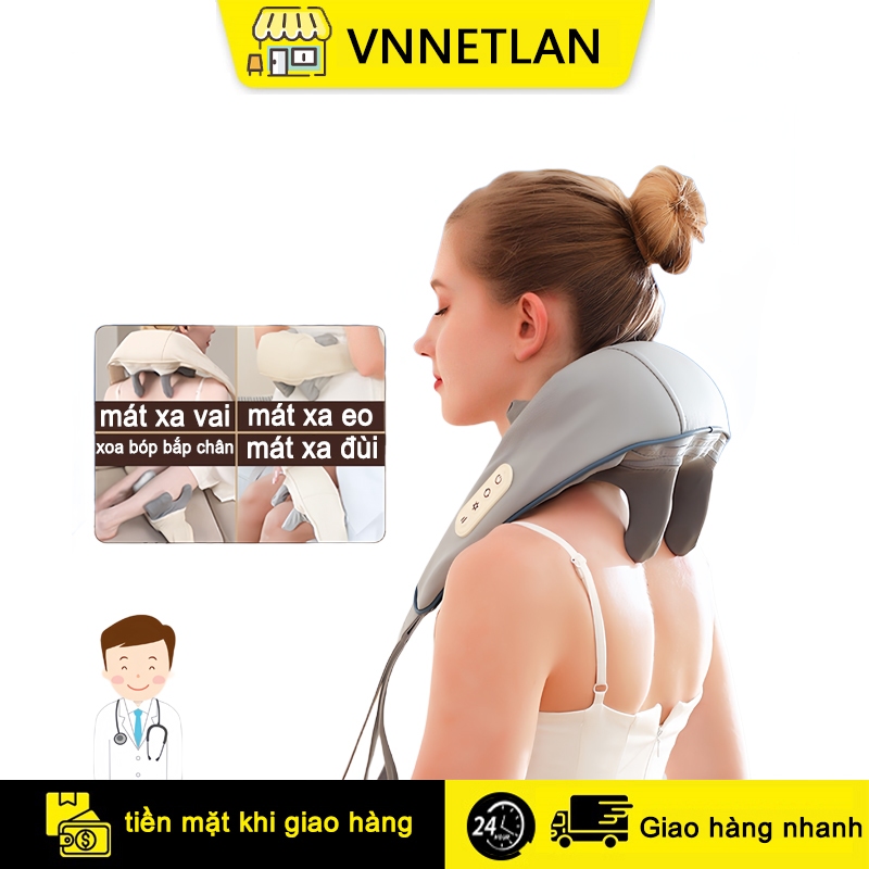 VNNETLAN Máy Massage Cổ Vai Gáy 6D , Mát Xa Xoa Bóp Mô Phỏng Bàn Tay Con Người,Đai Massage Cổ Vai Gáy Giảm Nhức Mỏi